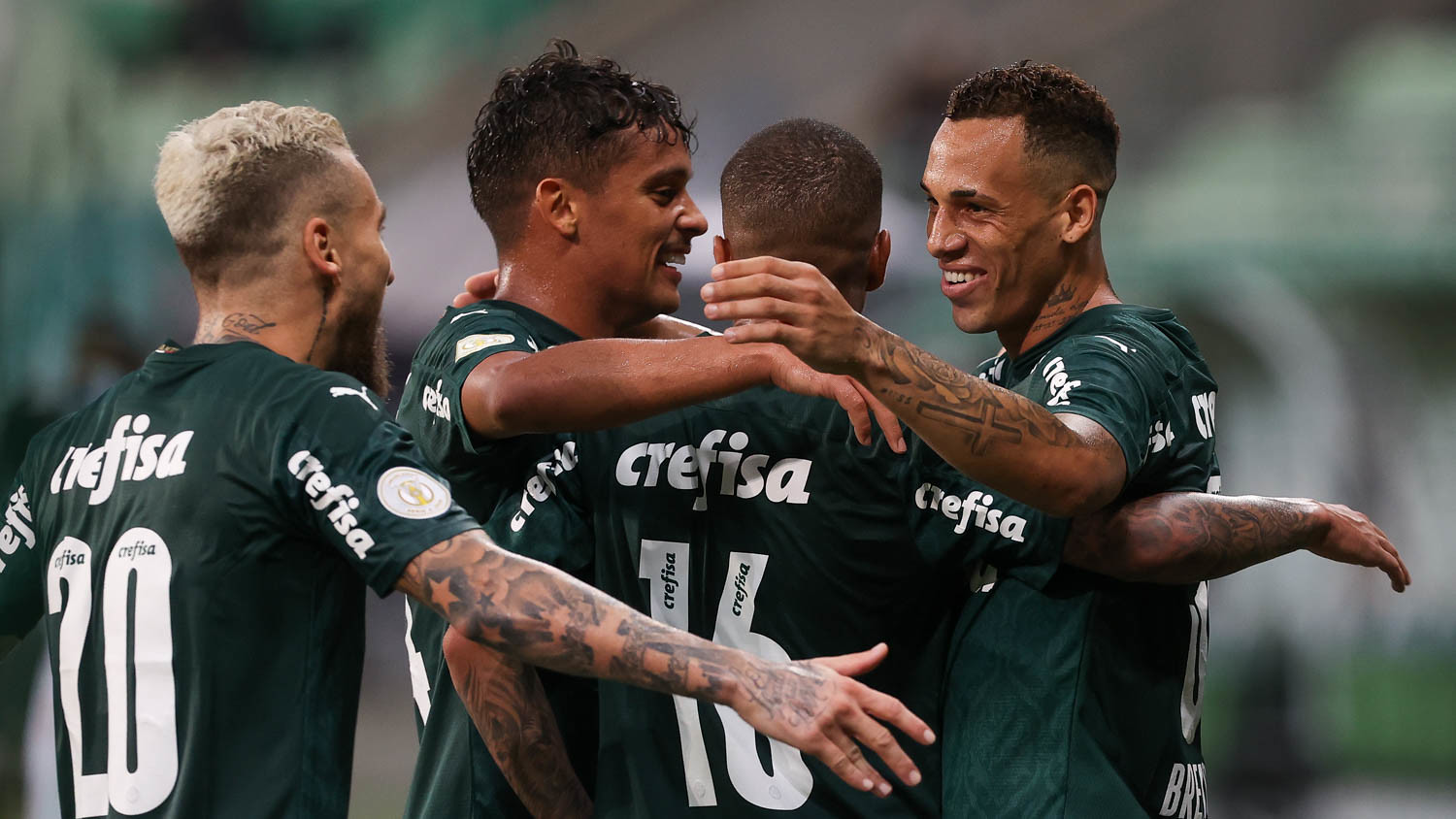 Gustavo Scarpa, Breno Lopes e Lucas Lima - Palmeiras