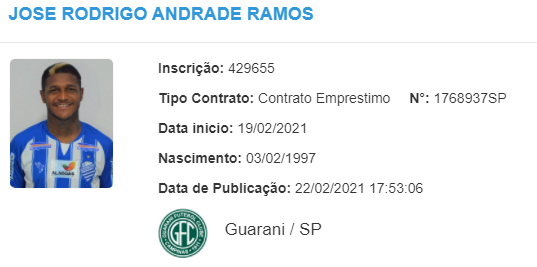 Guarani regulariza situação burocrática de Rodrigo Andrade