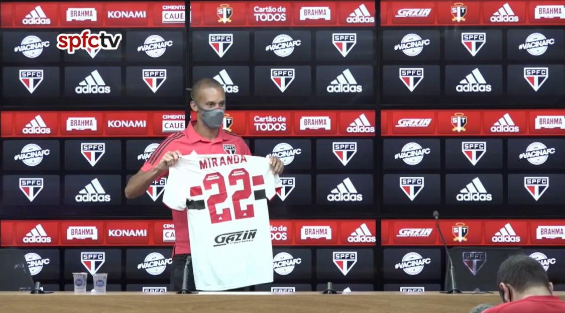 Novo reforço do Tricolor, Miranda fala 'Muricy foi peça fundamental no meu retorno'