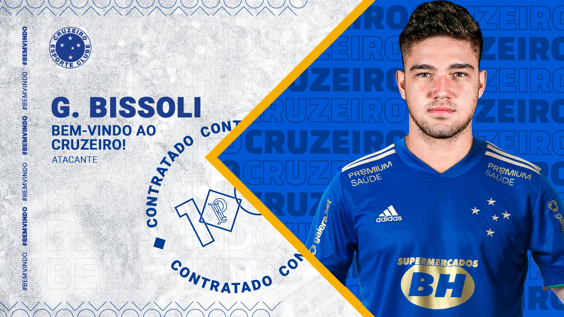 Guilherme Bissoli é o nono reforço do Cruzeiro para a temporada // Foto: Cruzeiro/Arte