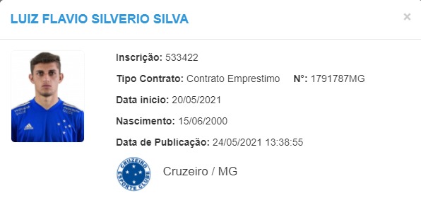 Flávio é regularizado no BID e pode estreia pelo Cruzeiro // Foto: Boletim Informativo Diário