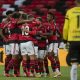 Equipe do Flamengo comemorando vitória contra o ABC na Copa do Brasil (Foto: Alexandre Vidal/Flamengo)