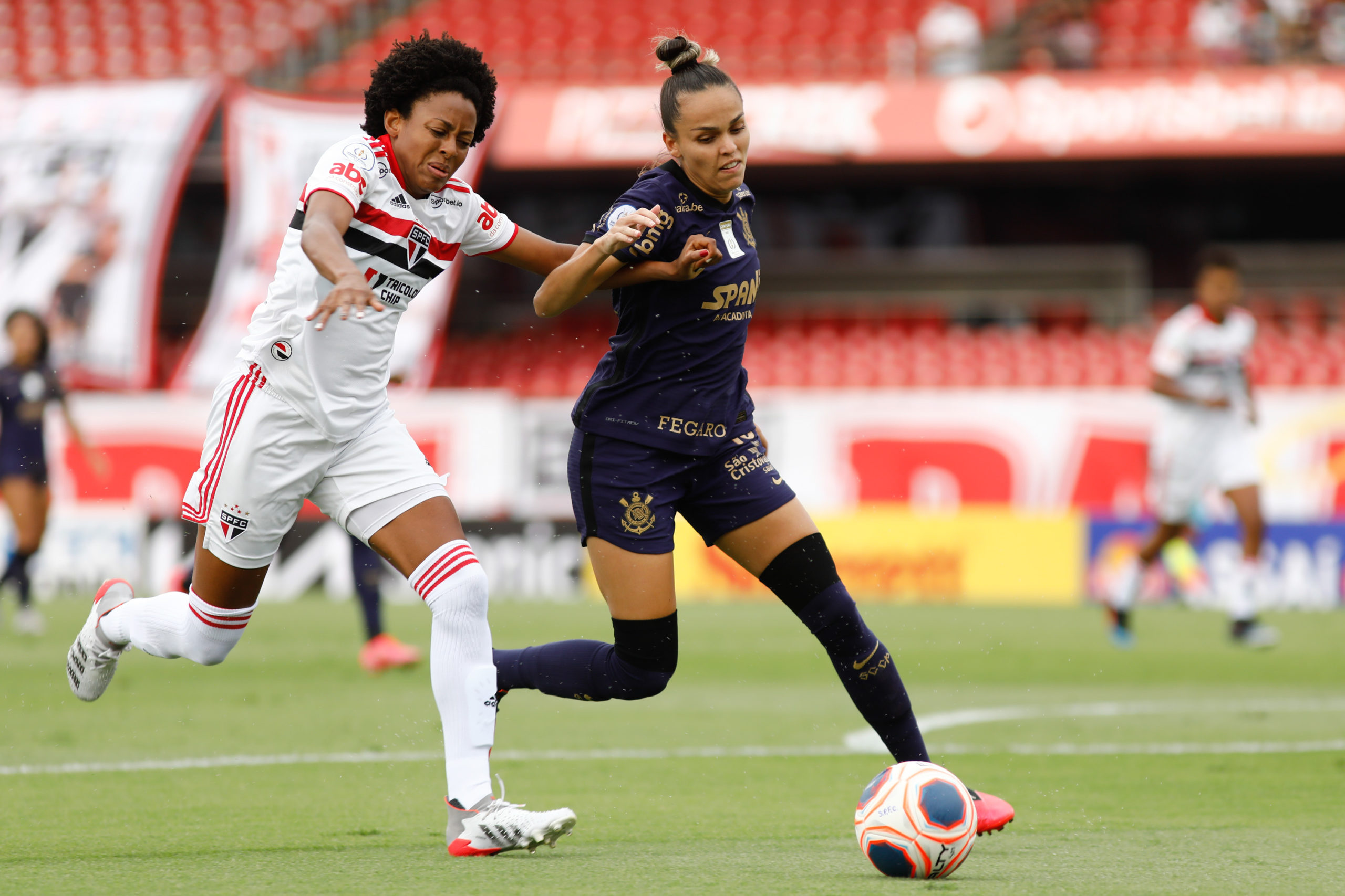 Lance do jogo de ida entre São Paulo e Corinthians no Estádio do Morumbi, jogo valido pela final do Campeonato Paulista Feminino 2021. Foto: Rodrigo Gazzanel / Agência Corinthians.