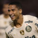 O jogador Murilo, da SE Palmeiras, comemora seu gol contra a equipe da A Ferroviária E, durante partida válida pela sétima rodada, do Campeonato Paulista, Série A1, no Estádio Municipal Dr Ademar Pereira de Barros. (Foto: Cesar Greco)