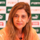 A presidente Leila Pereira, da SE Palmeiras, concede entrevista coletiva, em Abu Dhabi-EUA. (Foto: Fabio Menotti)