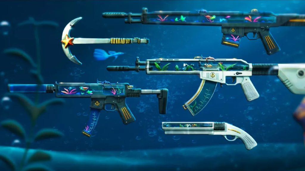 A Riot Games disponibilizou na nova coleção de armas, chamada Netuno, em homenagem ao deus dos oceanos, em sua loja. As novas skins compõem cinco armas do jogo, entre elas, uma nova opção de faca, dessa vez em formato de âncora.  E também a Vandal, Guardian, Spectre, Shorty,