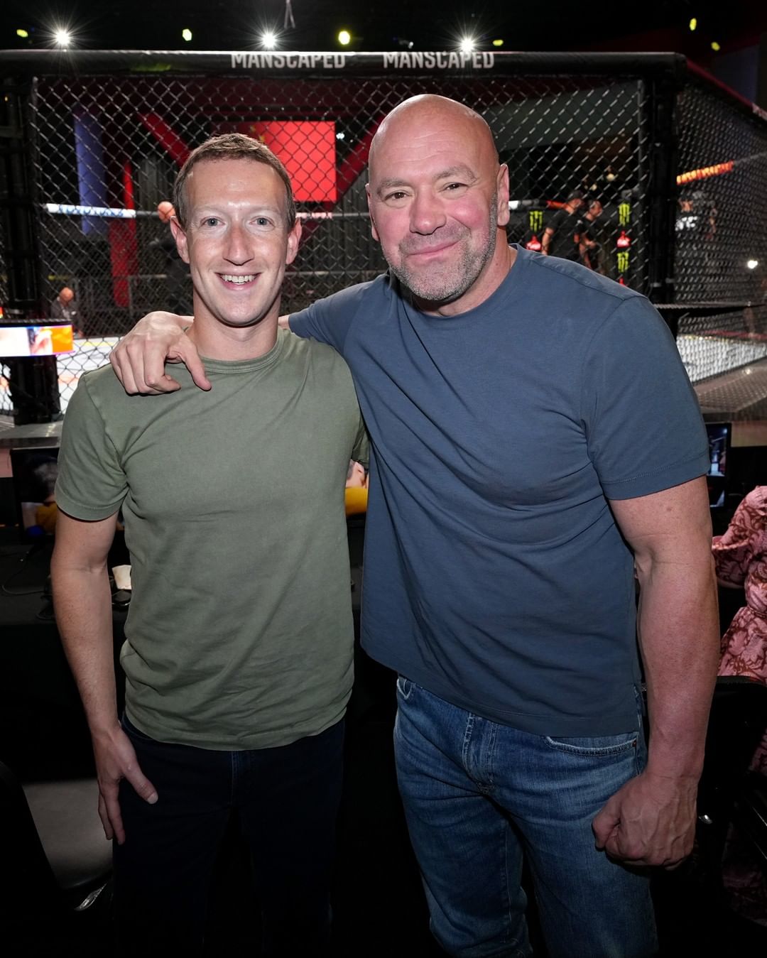 Mark Zuckerberg ao lado de Dana White em evento do UFC (Foto: Divulgação/Instagram Oficial UFC)