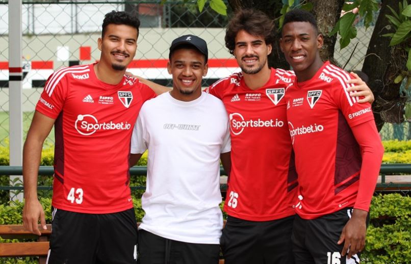 Walce, Brenner, Igor Gomes e Léo Pelé no CT da Barra Funda - Crédito: São Paulo FC