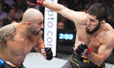 Luta entre Volkanovski e Makhachev no UFC 284 (Foto: Divulgação/Instagram Oficial UFC)