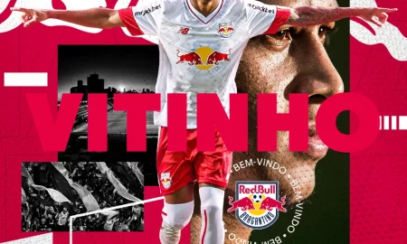 O Red Bull Bragantino anunciou a chegado do atacante Vitinho. Foto: Divulgação/Red Bull Bragantino