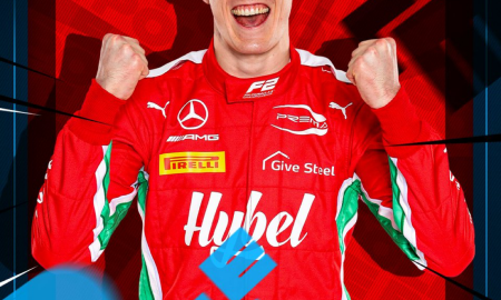Frederik Vesti após conquistar a pole position no GP de Mônaco da Fórmula 2