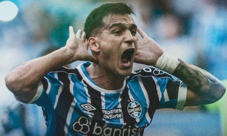 Cristaldo comemora gol do Grêmio - (Foto: Reprodução / Grêmio)