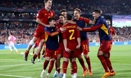 Carvajal garantiu o título da Uefa Nations League à Espanha (Foto: Lars Baron/Getty Images)