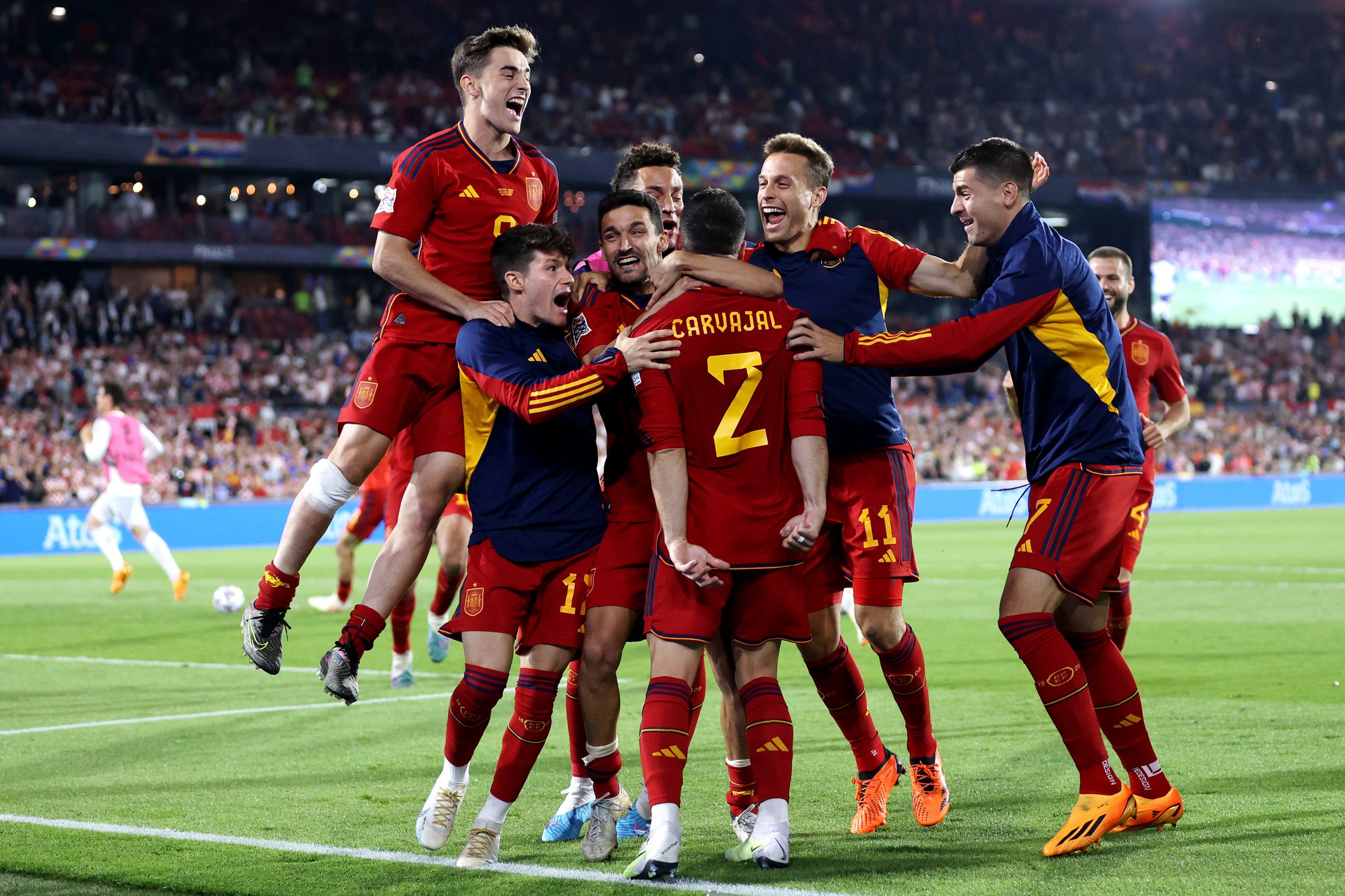 Carvajal garantiu o título da Uefa Nations League à Espanha (Foto: Lars Baron/Getty Images)