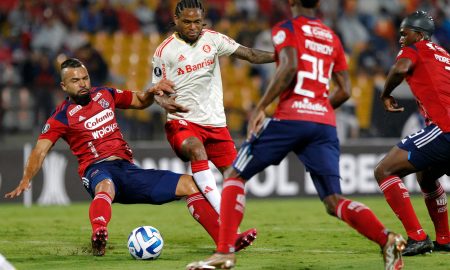 Internacional e Independiente Medellín no jogo de ida - (Photo by FREDY BUILES/AFP via Getty Images)