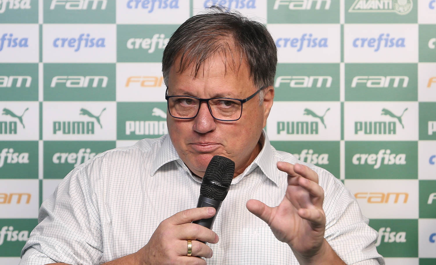 O diretor de futebol Anderson Barros, do Palmeiras, foi o único a conceder entrevista depois da eliminação para o São Paulo na Copa do Brasil. (Foto: Cesar Greco/Palmeiras).