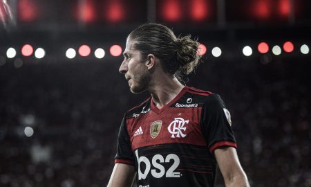 Filipe Luís pelo Flamengo (Foto: Marcelo Cortes/Flamengo)