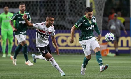 Raphael Veiga durante confronto contra o São Paulo na Copa do Brasil. FOTO: Cesar Greco/Palmeiras
