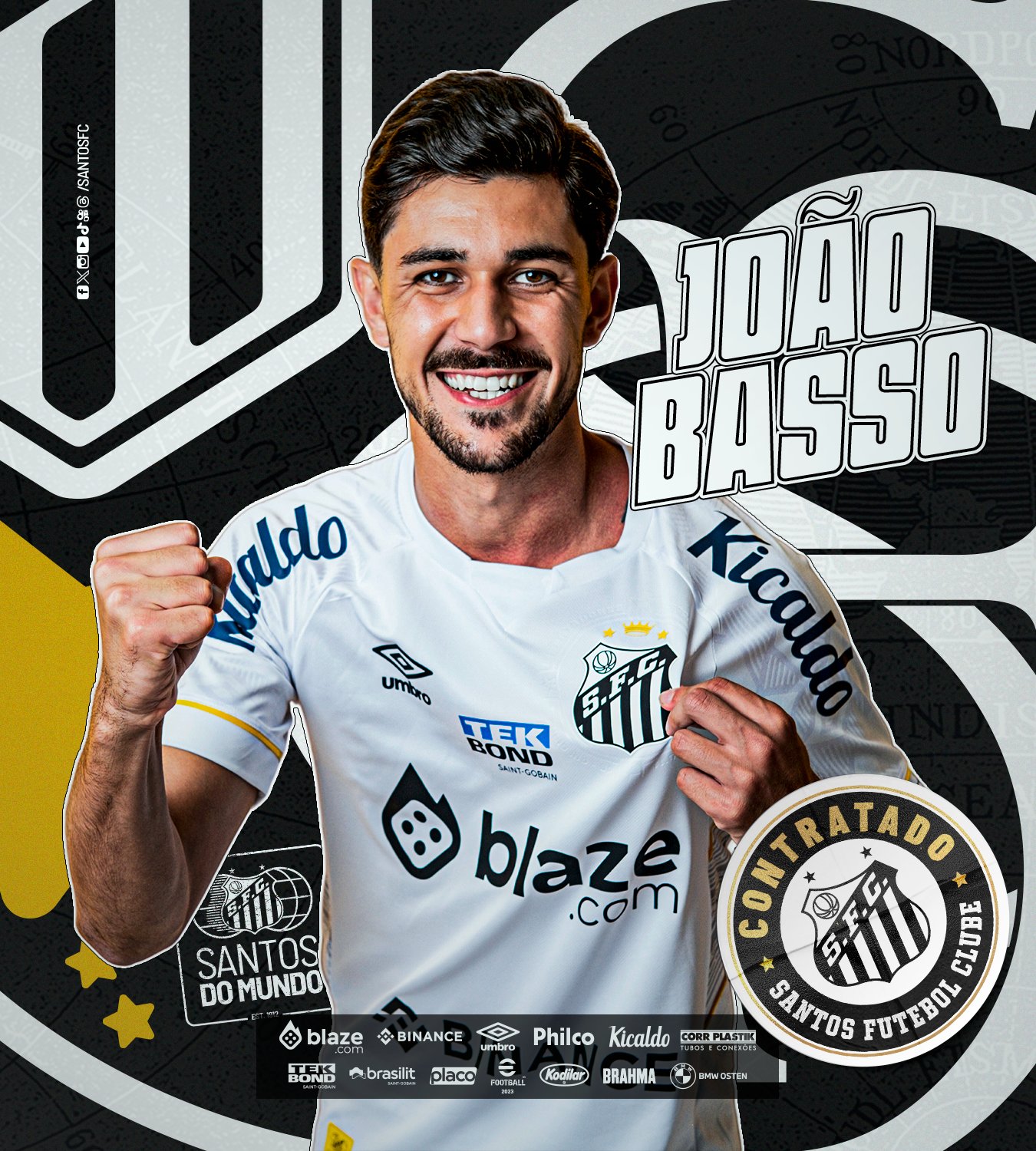 Santos anuncia contratação do zagueiro João Basso (Foto: Divulgação Twitter/Santos FC)