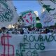 Torcida do Palmeiras em protesto na frente da sede social do clube. FOTO: Reprodução/GE