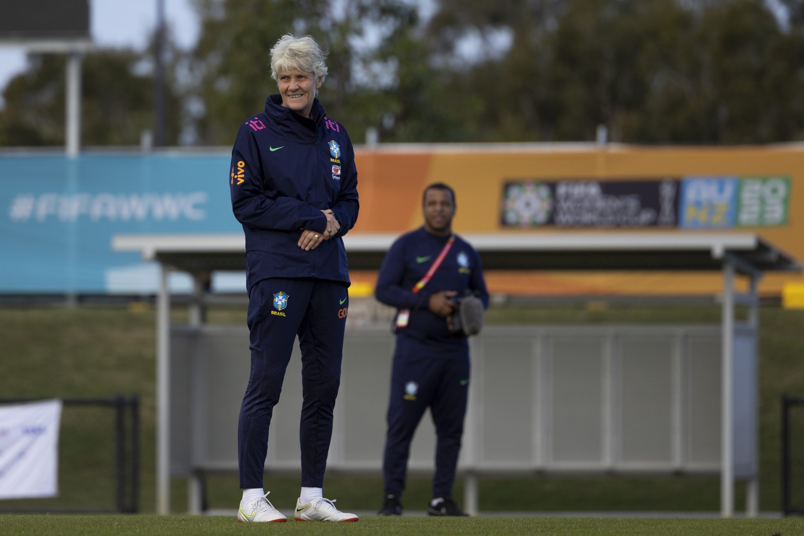 Pia durante o penúltimo treino do Brasil antes do duelo contra a França (Foto: Thais Magalhães/CBF)