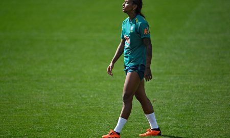 Geyse, em treino da Seleção Brasileira ( (Photo by Mauro PIMENTEL / AFP)