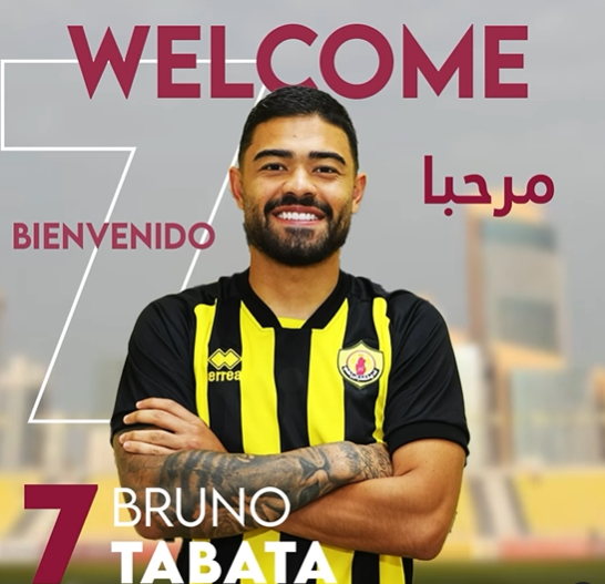 Bruno Tabata foi anunciado oficialmente pelo Qatar SC. (Foto: Reprodução/Redes Sociais)