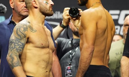 Encarada entre Volkanovski e Rodríguez (Foto: Divulgação/Instagram Oficial UFC)