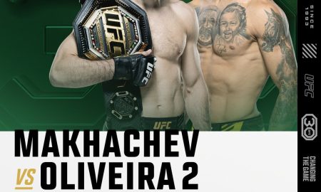 Islam Makahchev e Charles do Bronx lutam pelo cinturão dos leves (Foto: Divulgação/Twitter Oficial UFC)