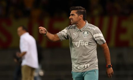 O treinador Abel Ferreira durante goleada do Palmeiras na Libertadores. FOTO: Cesar Greco/Palmeiras