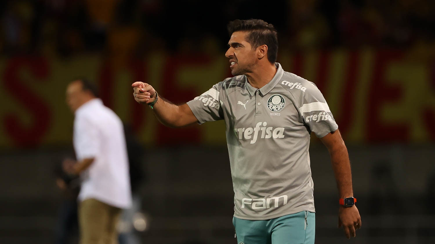 O treinador Abel Ferreira durante goleada do Palmeiras na Libertadores. FOTO: Cesar Greco/Palmeiras