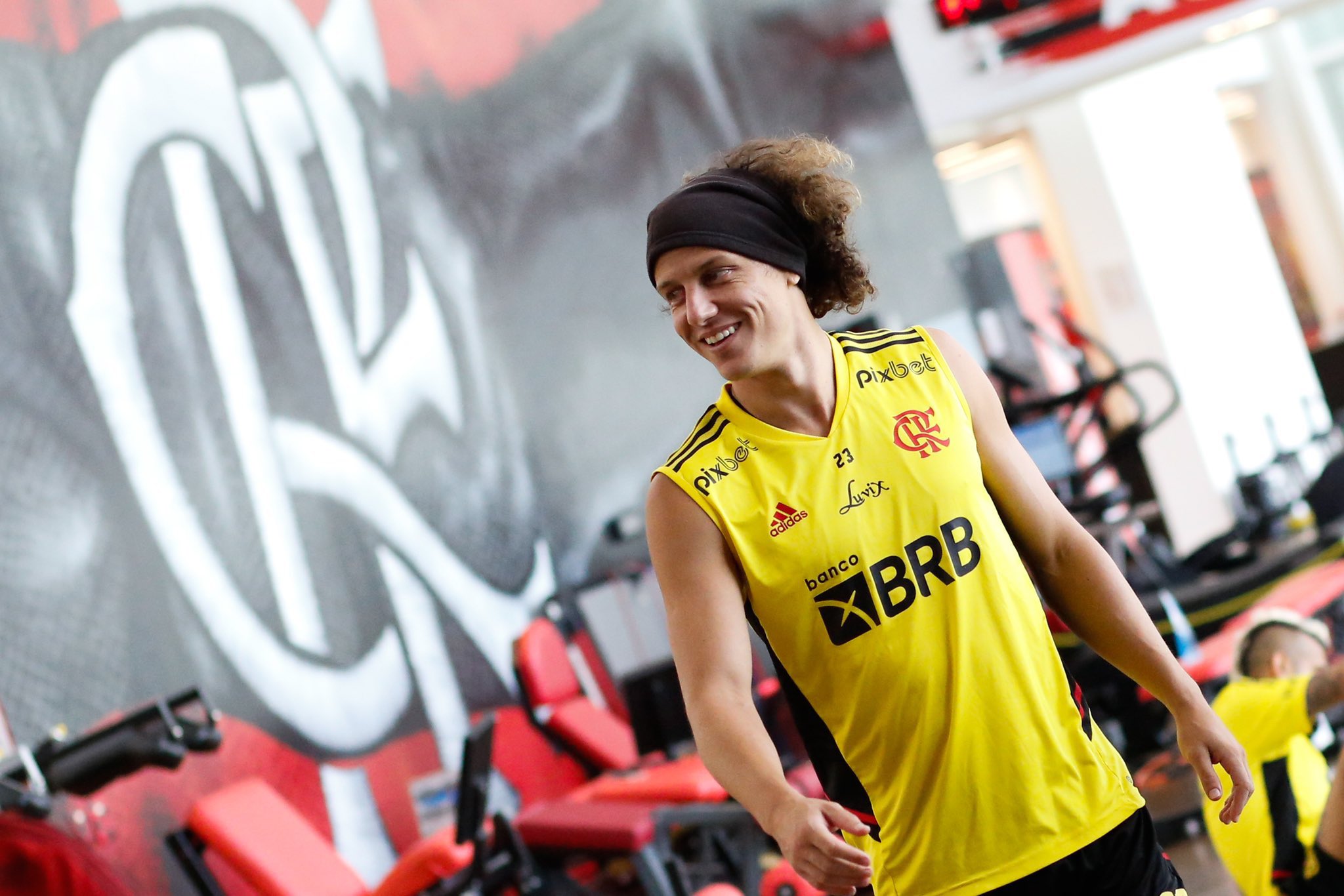 David Luiz durante treino pelo Flamengo