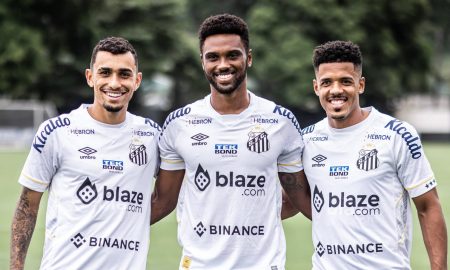 Luan Dias, Mezenga e Inocêncio (Foto: Raul Baretta / Santos FC)
