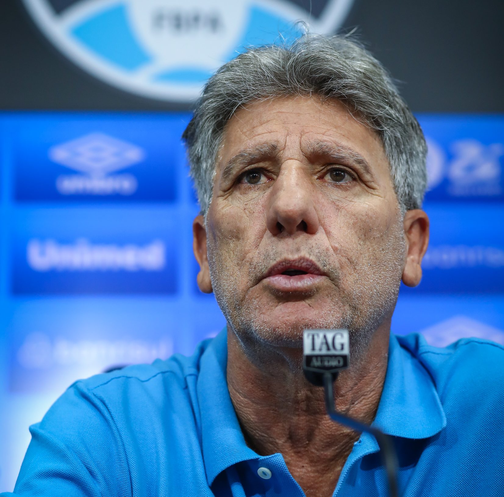 Renato Gaúcho em coletiva do Grêmio (Foto: Lucas Uebel/Grêmio)