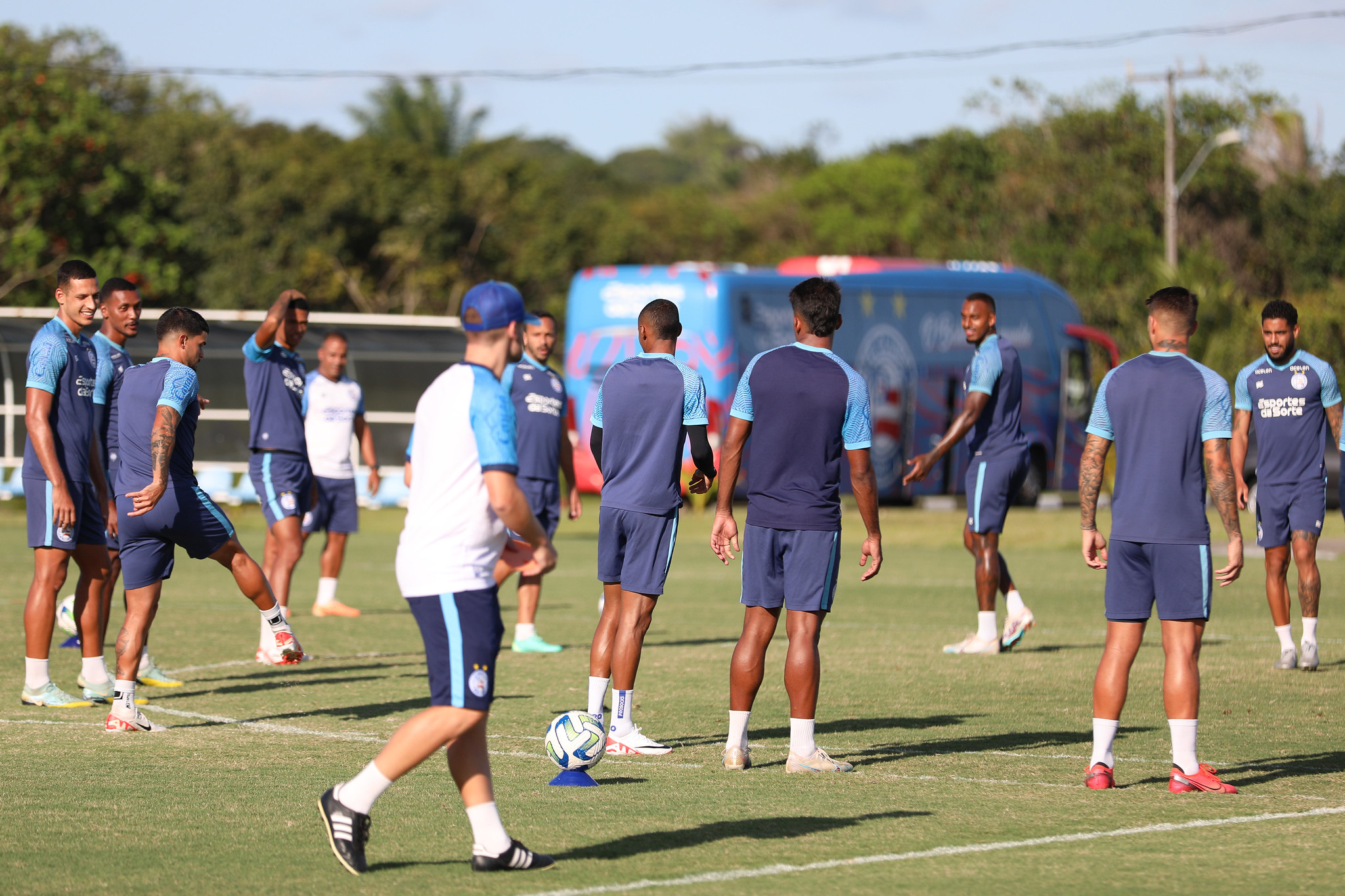 Jogadores do Bahia no último treino antes da partida contra Internacional (Felipe Oliveira/EC Bahia)