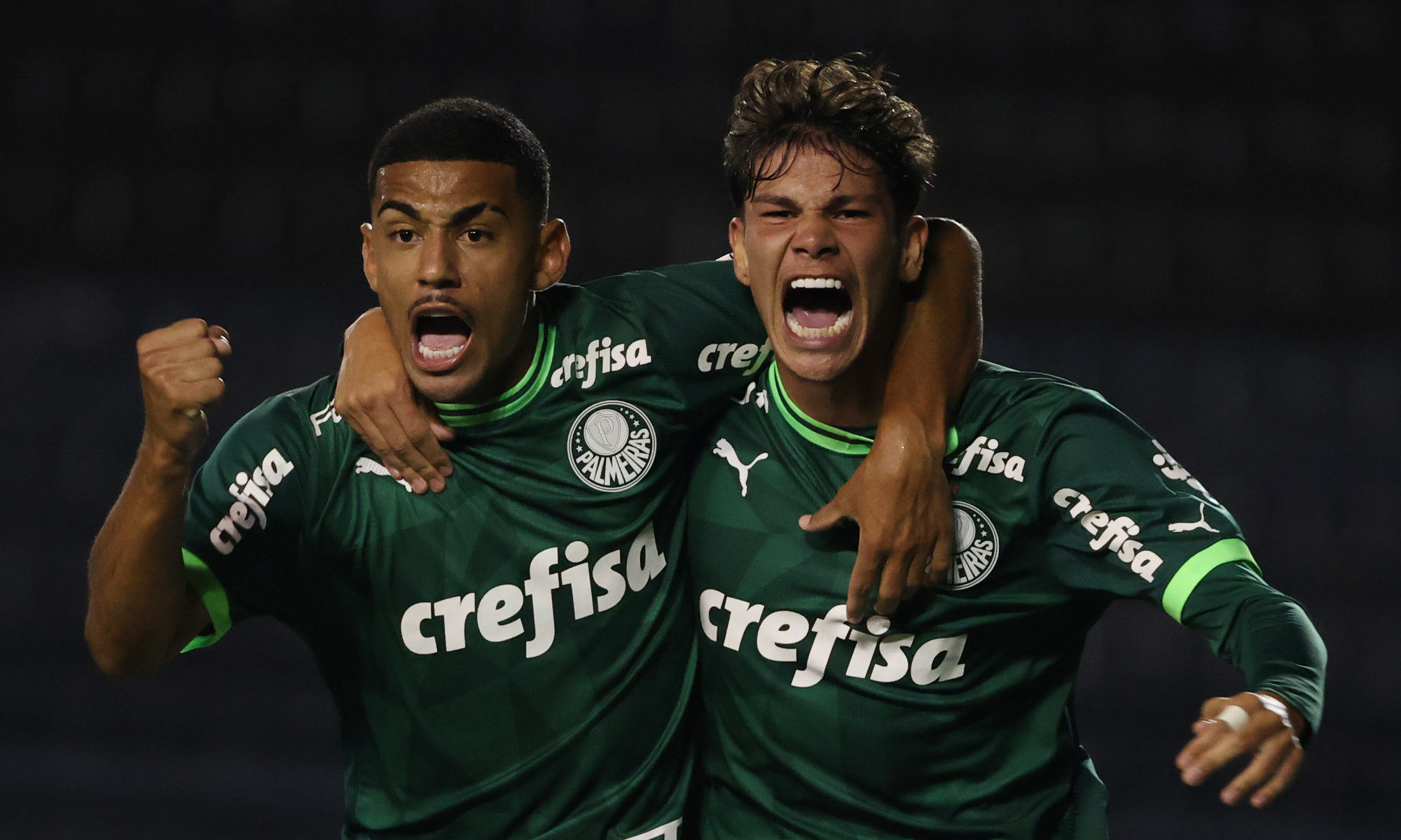 Erick Belé durante comemoração de gol marcado no primeiro jogo da decisão. (FOTO: Fábio Menotti/Palmeiras).