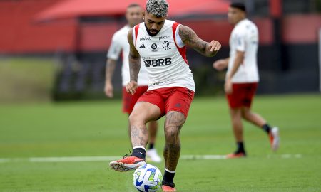 Gabigol em treino no Ninho do Urubu (Foto: Marcelo Cortes/Flamengo)