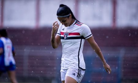 Vitória Amaral, do São Paulo, projeta semifinais contra a Ferroviária no Paulistão Feminino Sub-20 (Foto: Foto: Matheus Tahan)