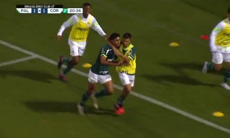 Luighi celebra vitória do Palmeiras na semifinal do Brasileirão Sub-17 e projeta decisão: 'vamos em busca de fazer história'. (Foto: Reprodução/SporTV)