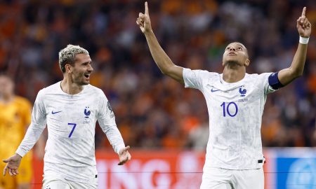 Mbappé marcou os dois gols da vitória da França e ultrapassou Platini na artilharia da seleção (Kenzo Tribouillard/AFP via Getty Images)
