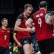 Jogadores da Alemanha comemoram ponto contra Cuba em partida pelo Pré-Olímpico