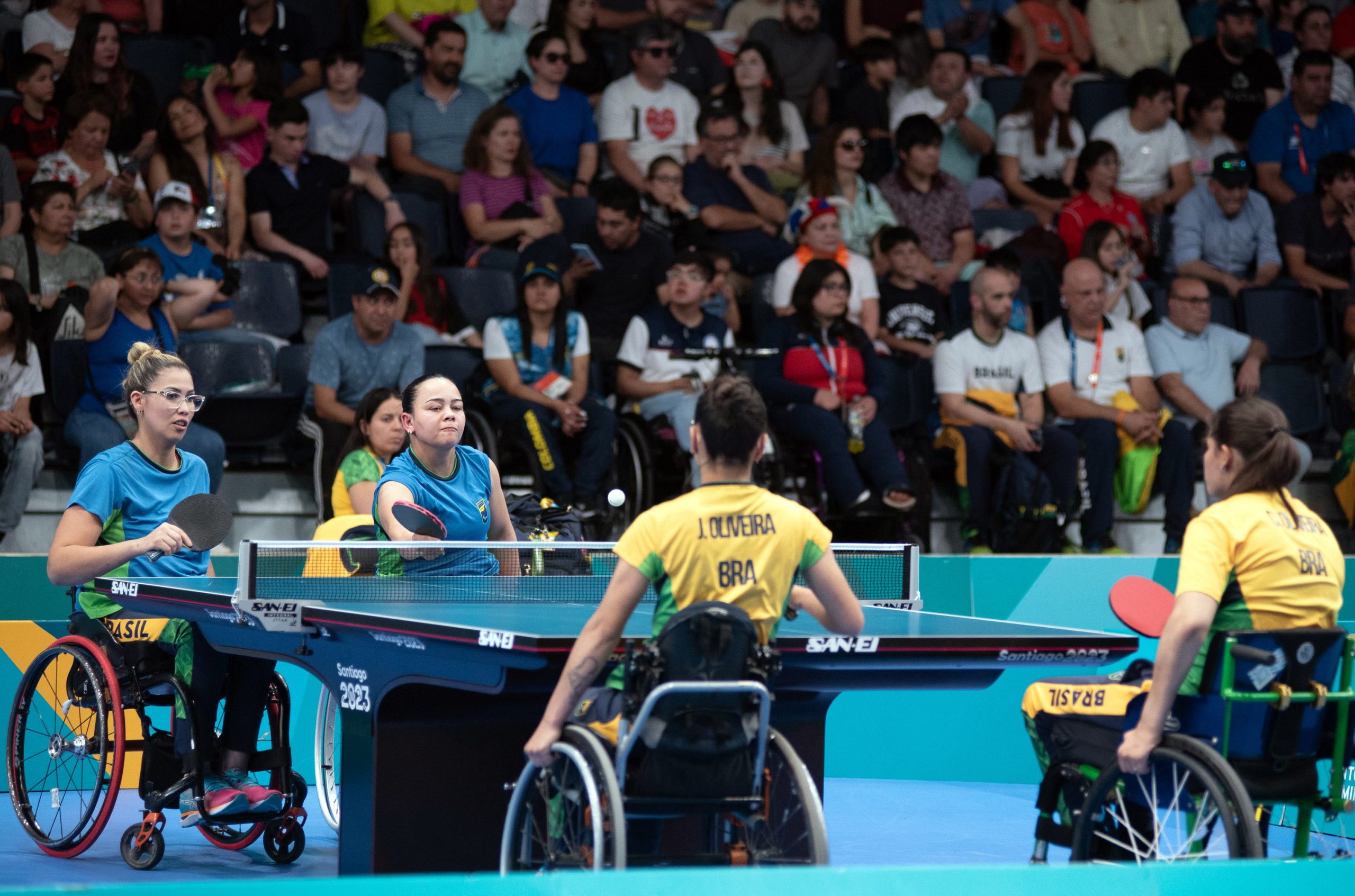 Final do tênis de mesa feminino, com duas duplas do Brasil - (Foto: Saulo Cruz/CPB)