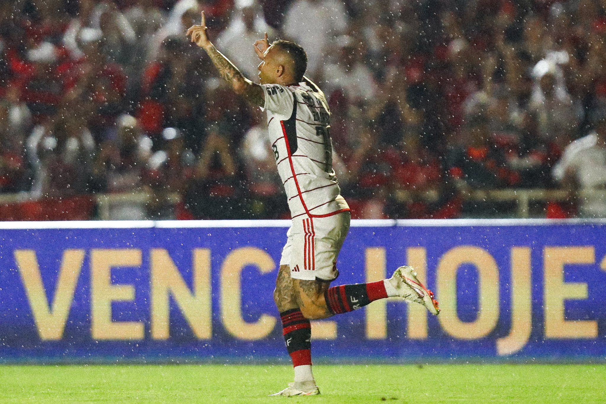 Cebolinha comemora gol diante do Coelho (Foto: Gilvan de Souza / Flamengo)