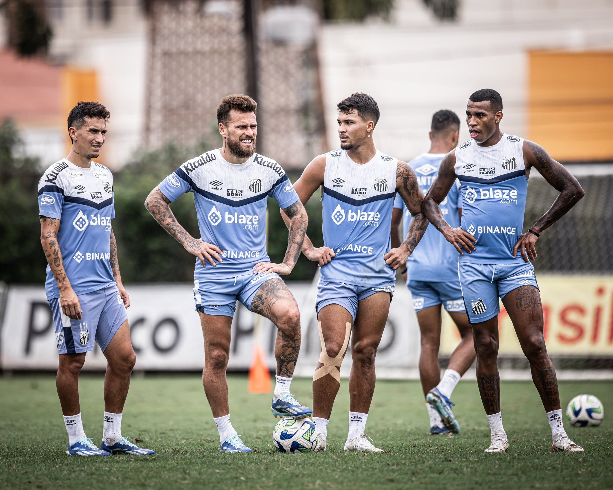 Jogadores do Santos no CT Rei Pelé. (Divulgação/Santos FC)