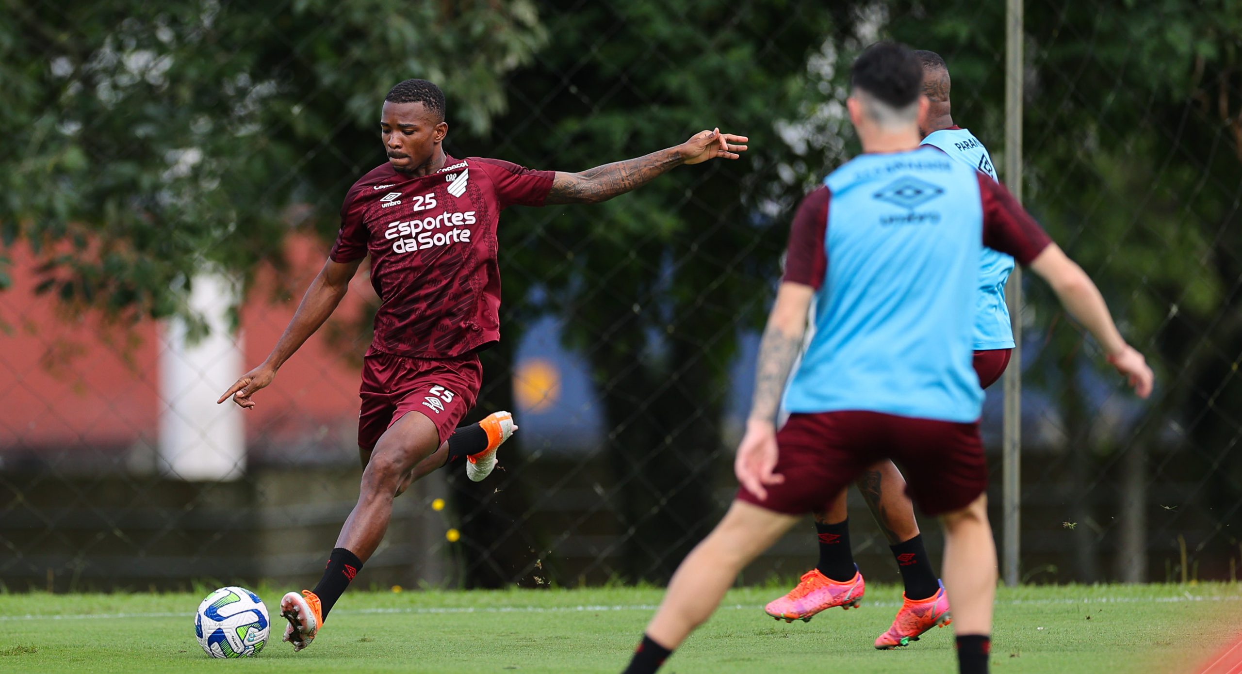 Treino antes do jogo contra o Cruzeiro.