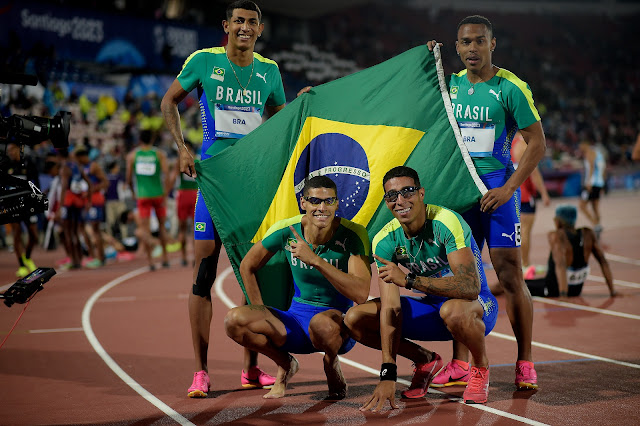 Brasil conquista o ouro no revezamento 4x400 no Pan-Americano de Santiago 2023 Foto: Alexandre Loureiro/COB