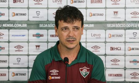 Fernando Diniz em coletiva após derrota para o Palmeiras (Foto: Lucas Merçon/Fluminense)