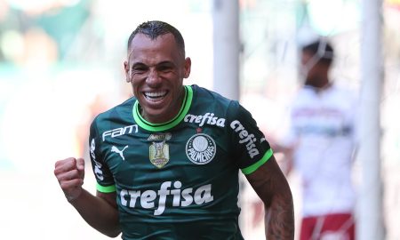 Breno Lopes marcou três gols para o Palmeiras no jogo, mas só um valeu(Foto: Cesar Greco/Palmeiras/by Canon)