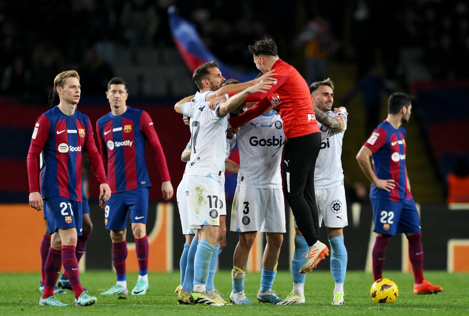 Girona foi superior ao Barça durante toda a partida (Foto de Alex Caparros/Getty Images)