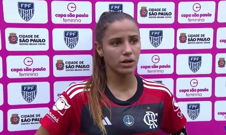 Mariana marcou o gol que abriu o placar para o Flamengo Foto: Reprodução / Paulistão